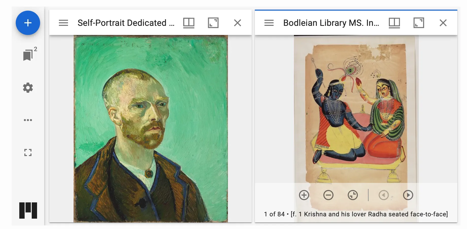 The Data Tango IIIF playground, showing the Mirador viewer with a collection item open for deep zoom.